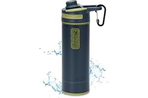 Filter Water Bottle 800ml - Press Water Purification System with Microplastics Water Filter, Portable for Camping, Hiking & E