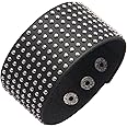 GelConnie Leather Cuff Bracelet Punk Braided Bracelets Rock Leather Wristbands Faux Mens Leather Bracelet Gothic Viking Bangle Adjustable Wrap Bracelet for Women,Men