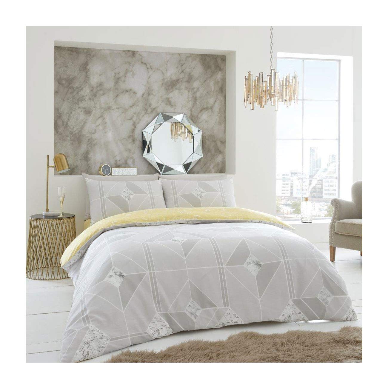 Luxurious Harmony Bed Set with Duvet Cover and Pillow Cases, Polyester-Cotton, [ Single - Grey ]
