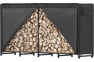Velway 8 Feet Firewood Rack Cover, Waterproof Oxford Log Rack Cover with Zipper Closure, Outdoor Windproof Tear-Resistant
