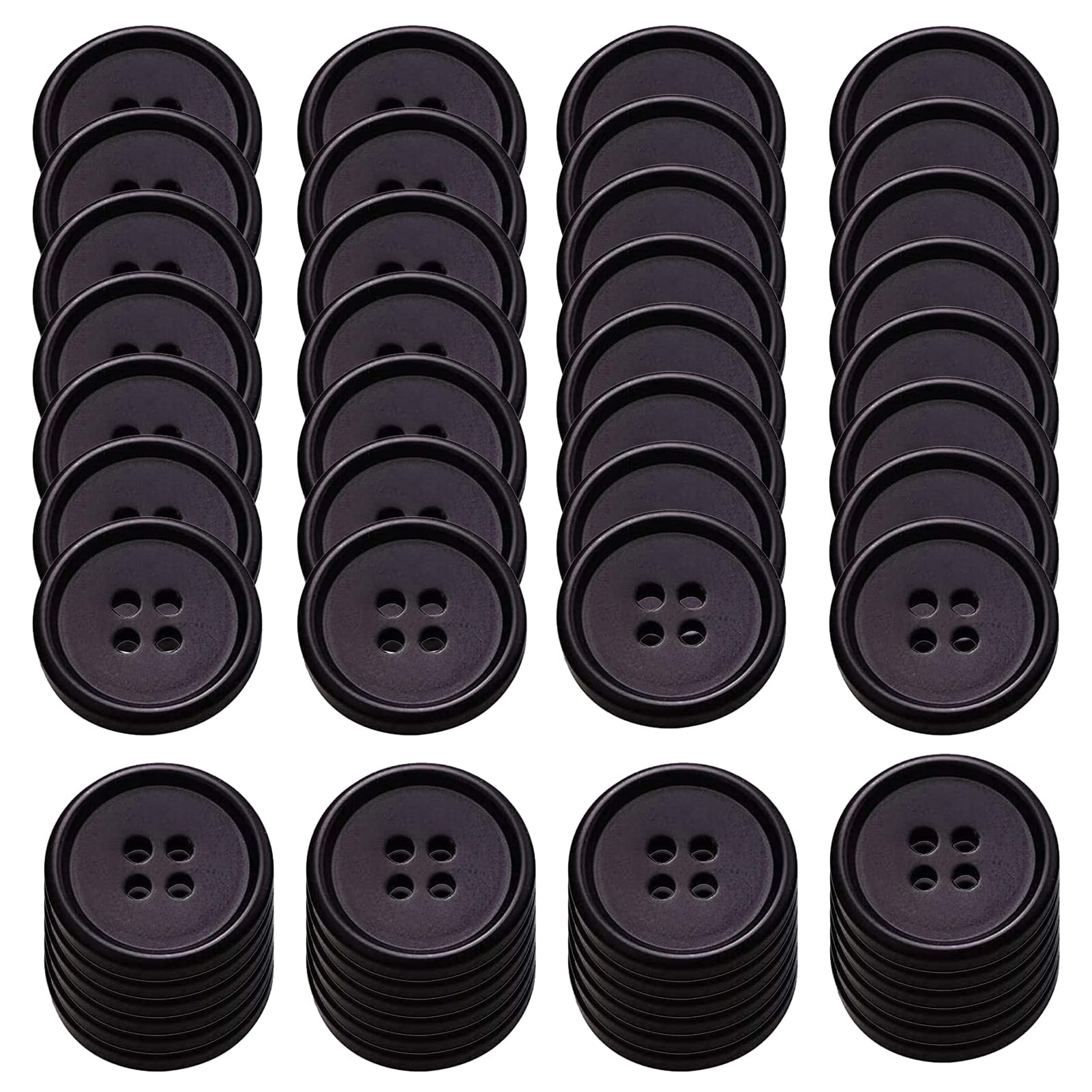 50 PCS Black Resin Buttons, 4 Hole Buttons 20mm Large Round Sewing Button Coat Making Button for Crafting, Sewing, Replacement, Knitting
