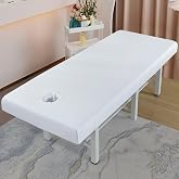 Premium Reusable Massage Table Sheets Bed Cover 75 x 31.5 Inches with Face Hole, Fitted Table for Master Massage, Mat for Esthetician, Waterproof, Oilproof, Machine Washable (White, 75 x 31.5 Inches)