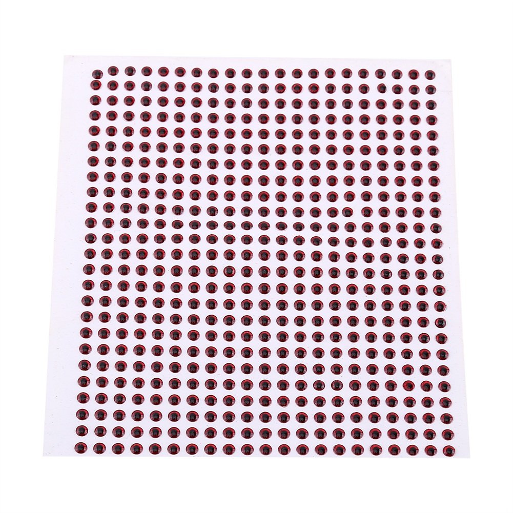 500Pcs 3D Fishing Eyes, DIY Round Pupil Eyes for Bait/Fly Tying/Lures/Crafts (Red, 3mm) Fishing Supplies