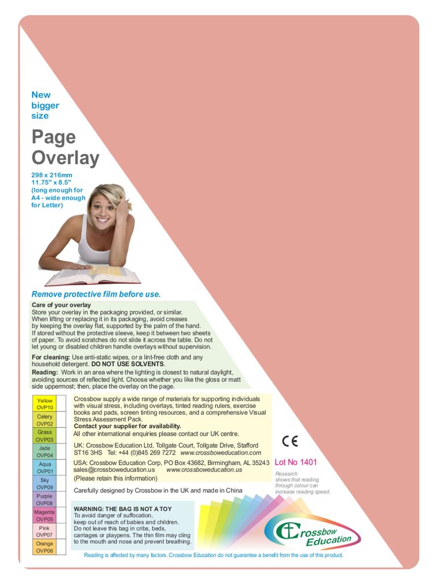 Crossbow Education Page Overlay - Pink (Pack of 5), OVP49