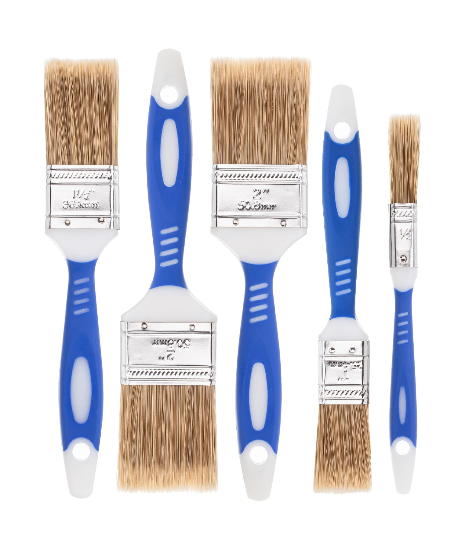 Photo 1 of Bates- Paint Brushes for Walls, 0.5", 1", 1.5" & 2", 5 Pack, Synthetic Bristle, Shatterproof Handle, Stain Brush, Furniture Paint Brush, Wall Paint Brushes for Painting Walls, Painting Brush