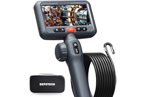 DEPSTECH Dual Lens Articulating Endoscope Camera with Lights, 4.5" Screen Two-Way Industrial Borescope, Flexible Snake Scope, Video Inspection Camera Tool for Wall Engine Auto Mechanics - 10FT