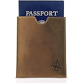 WANDERINGS Leather Passport Holder - Ideal for Travel - Handmade Genuine Leather Wallet with Passport Pocket and Card Slots - RFID Blocking for Security Against Data Theft