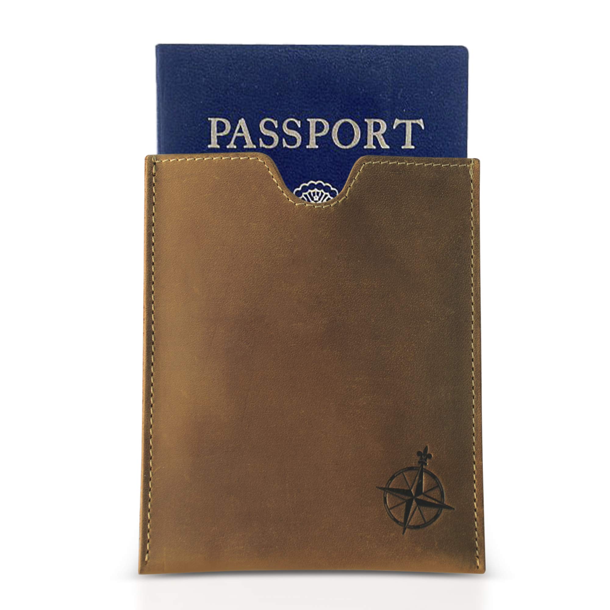WANDERINGS Leather Passport Holder - Ideal for Travel - Handmade Genuine Leather Wallet with Passport Pocket and Card Slots - RFID Blocking for Security Against Data Theft