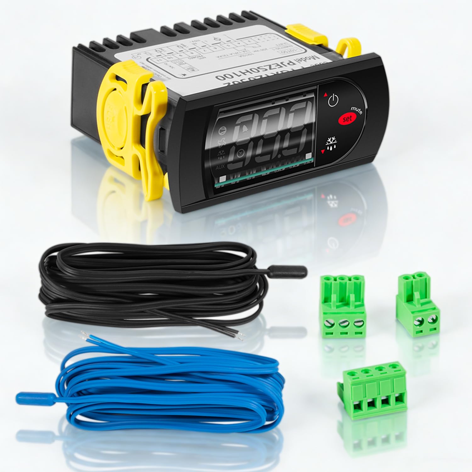 Photo 1 of PJEZS0H100 Temperature Controller, Digital Thermostat with Temperature Sensor Probe Compatible with Carel and All Refrigerator Types, 115V, Black