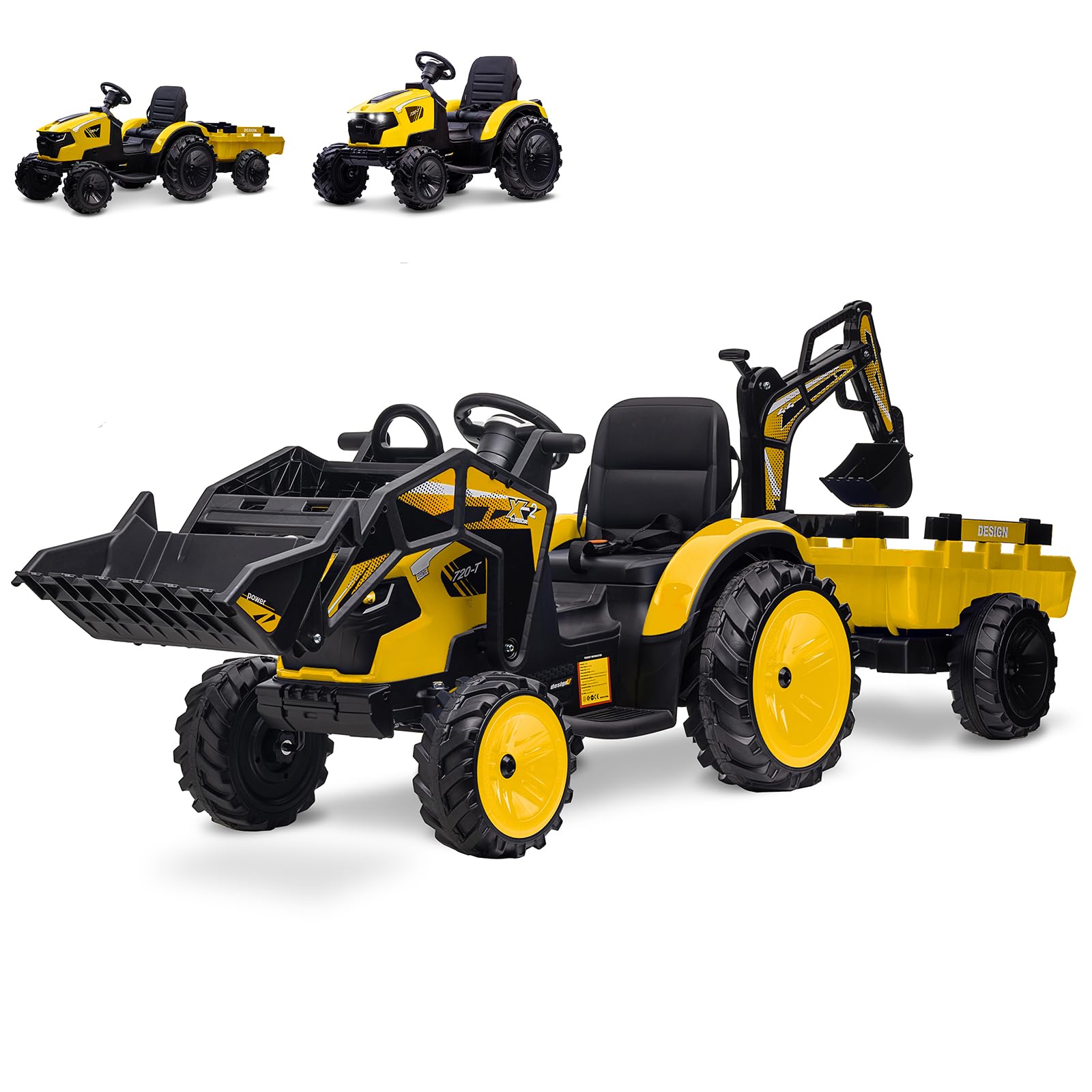 Photo 1 of 
**only veicle**
3 in 1 Kids 24V Ride On Tractor, Excavator & Bulldozer, Electric Vehicle w/Trailer, Digger, Shovel Bucket, Remote Control, EVA Tires, LED Lights, Music & USB, Battery Powered Ride On Car Toy, Yellow