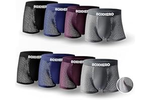 Boxhero [2025 Upgrade Bamboo Boxer Briefs- Breathable Mens Underwear, Built-in with 3D Pouch Comfortable Underwear for Men