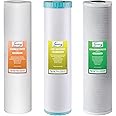 iSpring F3WGB32BKS 4.5” x 20” 3-Stage Whole House Water Filter Set Replacement Pack with Sediment, GAC+KDF, and CTO Carbon Block Cartridges, Fits WGB32B-KS