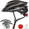 KINGBIKE Bike Helmet with USB Rechargeable Rear Light, Replaceable Liners,Ultra-Lightweight Comfortable for Adult Men Women Youth (54-61CM)