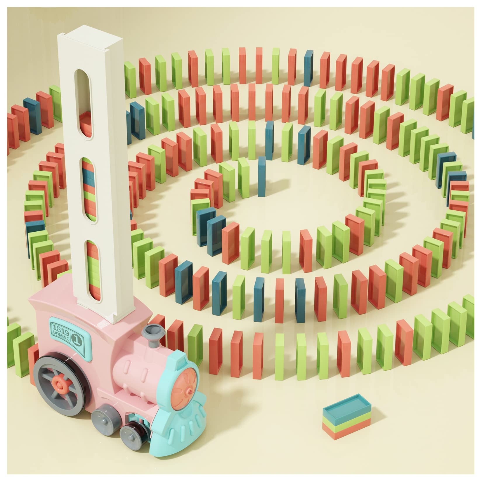 Photo 1 of Domino Train Toys for Girls 3+ Year Old: Kids Stacking Dominoes Games - Montessori Toy Toddler 3-5 Boys ages 4-8 - Interactive Autism Fine Motor Activities Birthday Gift Stocking Stuffer 4 5 6 Yr Olds
