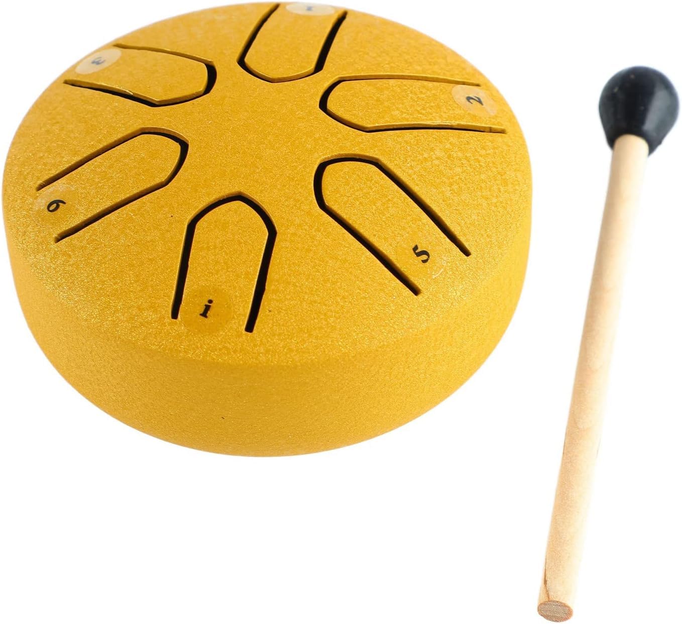 Tongue Drum, 6 Note Steel Worry Free Drum Handpan Drum Percussion Instrument with Drumstick for Meditation Yoga (Gold)