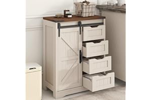 Befrases Farmhouse Bathroom Floor Storage Cabinet, Bathroom Cabinet with Drawer, Floor Storage Cabinet, Farmhouse Storage Cabinet for Bathroom, Kitchen, Living Room, Rustic Style Cabinet, White