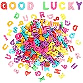 SmallCat 100pcs Alphabet Letter Craft Beads, Mixed Color 3D A-Z Initial Letter Resin Charm Bead, Bulk Plastic Cute Alphabet Pendants Jewelry Making, DIY, Home Decoration
