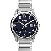 Timex Men's Easy Reader 40mm Watch - Silver-Tone Expansion Band Blue Dial Silver-Tone Case