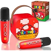 Pixel Super Bro Birthday Party Decoration Toys mini Karaoke Machine for Kids Boys Toys Age 4-6 Toys for Boys Birthday Gifts for 4 5 6 7 8 9 10 Years Old Boy Toys Age 6-8 with 2 Microphones