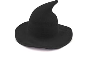 Bestjybt Women Halloween Witch Hat Wool Knitted Cap for Party Masquerade Cosplay Costume Accessory Daily