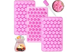 BZIDII Wax Melts Molds Silicone, 3 Pack Mini Heart Molds with Dropper, Silicone Mold for Heart Candy Gummies Chocolate Ice Cube Jelly Cake Soap Candle DIY Valentine Gift