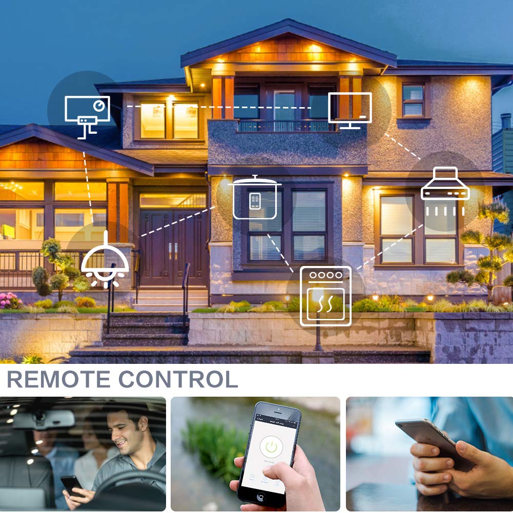 Smart Plug, 2-in-1 Wifi Plug Outlet Work with Alexa Google IFTTT, App Remote Control, Timing Function Smart Socket, Mini Outlet with Energy Monitoring, No Hub Needed, 16A 2 Pack (White)