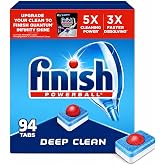 Finish Powerball Dishwasher Pods, Dishwasher Tablets Plastic Free, Fresh Scent, 94 Count