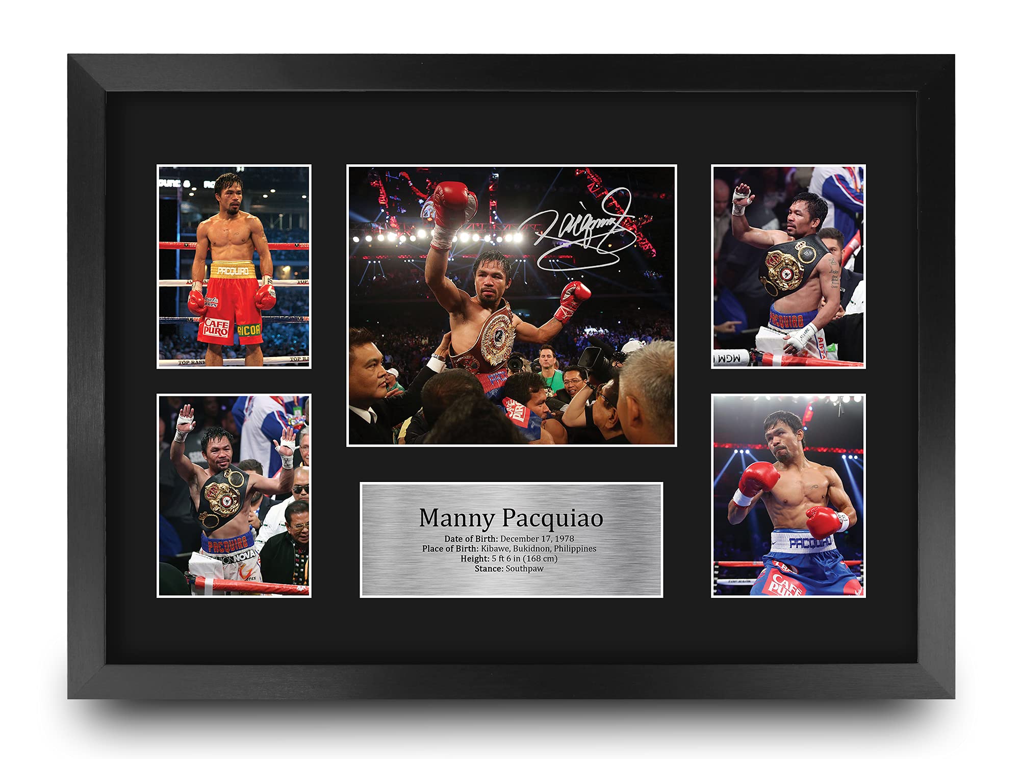 HWC Trading FR A3 Manny Pacquiao Boxing Gifts Printed Signed Autograph Picture for Boxer Memorabilia Fans - A3 Framed
