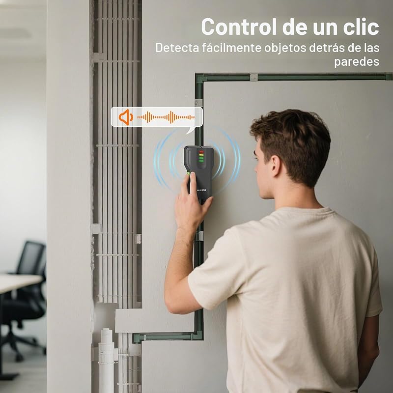 Detetor de madeira e tubos, com luz indicadora LCD em quatro níveis e campainha