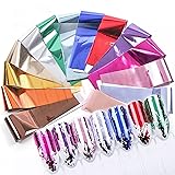 14 Sheets Laser Foil Nail Transfer Stickers Solid