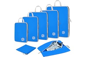 Dec-Mec 7Set Ultralight Nylon Compression Packing Cubes Expandable Packing Organizers for Carry on suitcase, Compression Cubes with Shoe Bag for Travel Accessories Luggage…