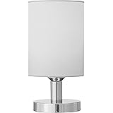 Amazon Basics Round Metal Base Table Lamp with LED Bulb - 5.5" x 5.5" x 10.5", Brushed Nickel