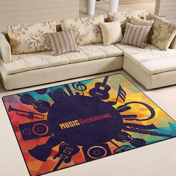 Alfombra Nota Musical Guitarra Auriculares Instrumentos Musicales