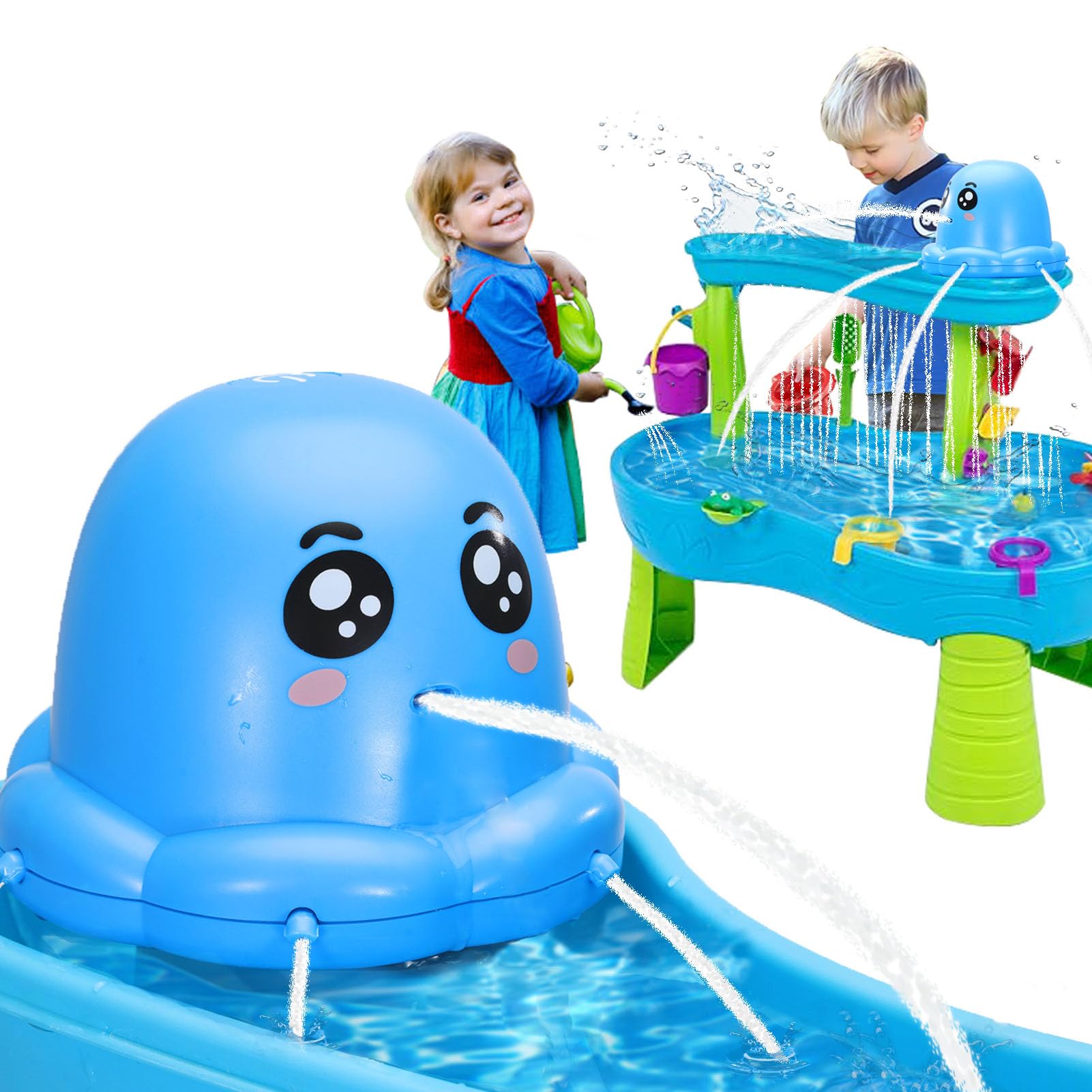 Photo 1 of Octopus Water Table Pump Toy for Kids - Battery Powered Outdoor Water Pump for Toddlers, 3 Hours of Non-Stop Work Fun Water Fountain Play, Summer Water Table Accessories Toys for Kids Toddlers