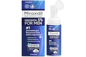 SUNHEAL 5% Minoxidil Foam for Men with Brush Minoxidil Hair Regrowth Treatment for Men Minoxidil & Biotin Helps Restore Thinning Hair & Reduce Hair Loss Treatments for Men 60g 1-Month supply