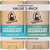Dr. Squatch Natural Men’s Deodorant – Aluminum Free Natural Deodorant Men with Charcoal & Postbiotics for 72-Hour Odor Protection – Coastal Mist, 2.65oz Stick (2-Pack)
