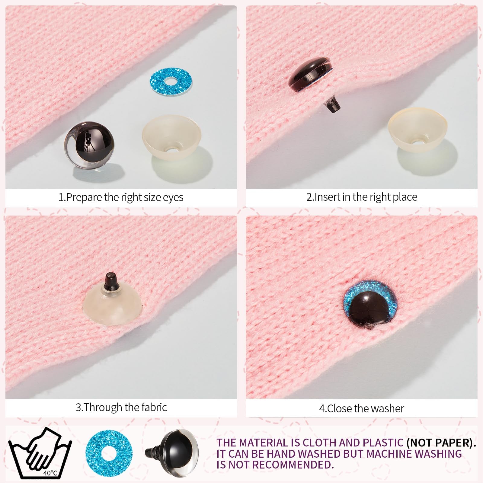 MUCUNNIA 120pcs 18mm 3D Glitter Safety Eyes for Crocheting with Bowl Washers Moon Crochet Amigurumi Eyes for Crochet Animals Craft Doll Eyes Stuffed Crochet Eyes for Crafts Gift for Crochet Lovers