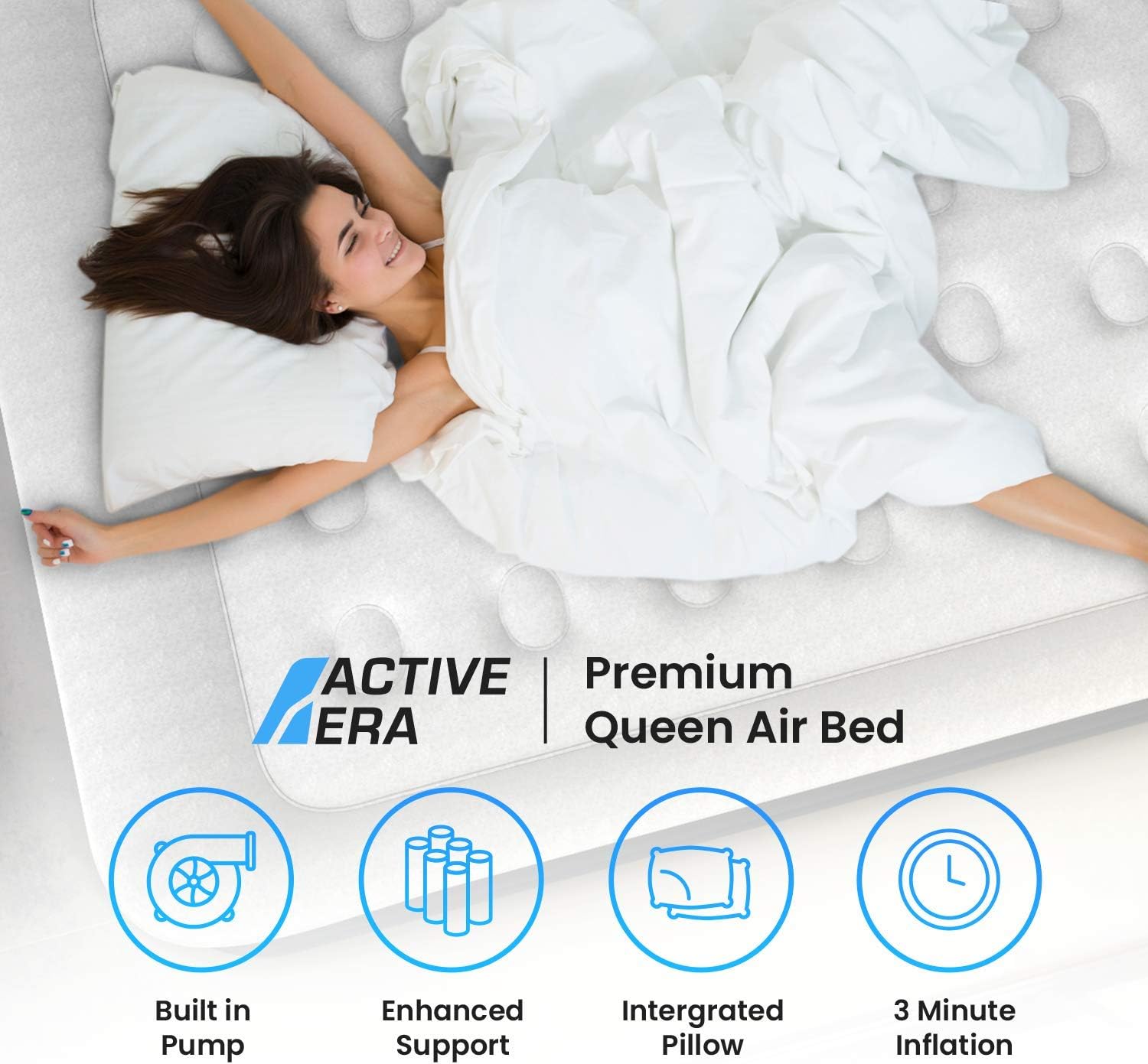 Active Era Premium King Size Inflatable Mattress, Blue, 203 x 152 x 35 cm - Image 4