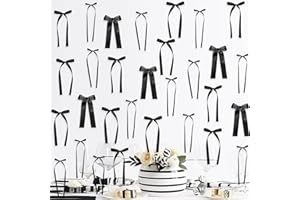 GENERIC Black Bow Birthday Decorations, 3 Sizes | 45Pcs Black Ribbon Bow Wall Decor, DIY Bows Photo Backdrop for Birthday Baby Shower Bridal Shower Wedding Bachelorette Party Girls Room Bedroom Decor