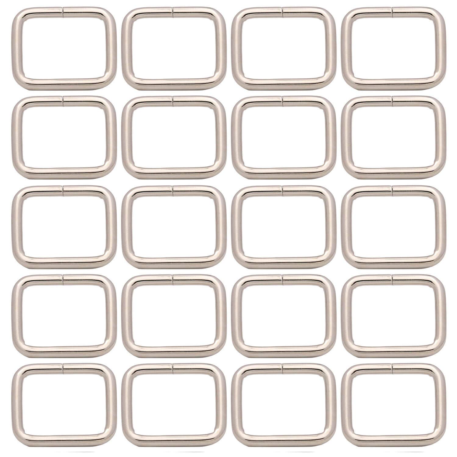 BIKICOCO Metal Rectangle Ring Buckles Square Strap Webbing Belt Rings for Bag Purse Non Welded 1 x 3/4 Inch, Silver, Pack of 20 โ image 1