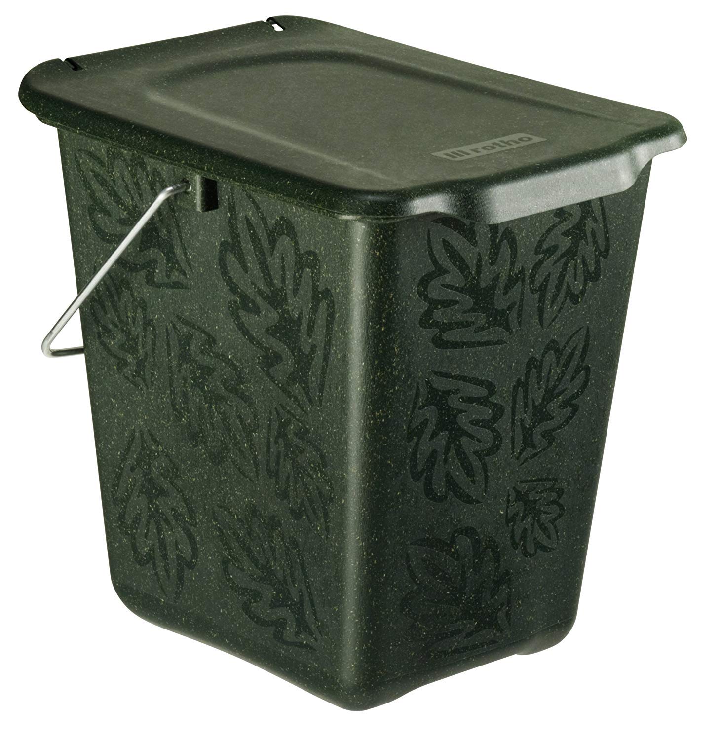 Rotho compost bin Greenline 7l in green, plastic, dark green, large (7 liters)