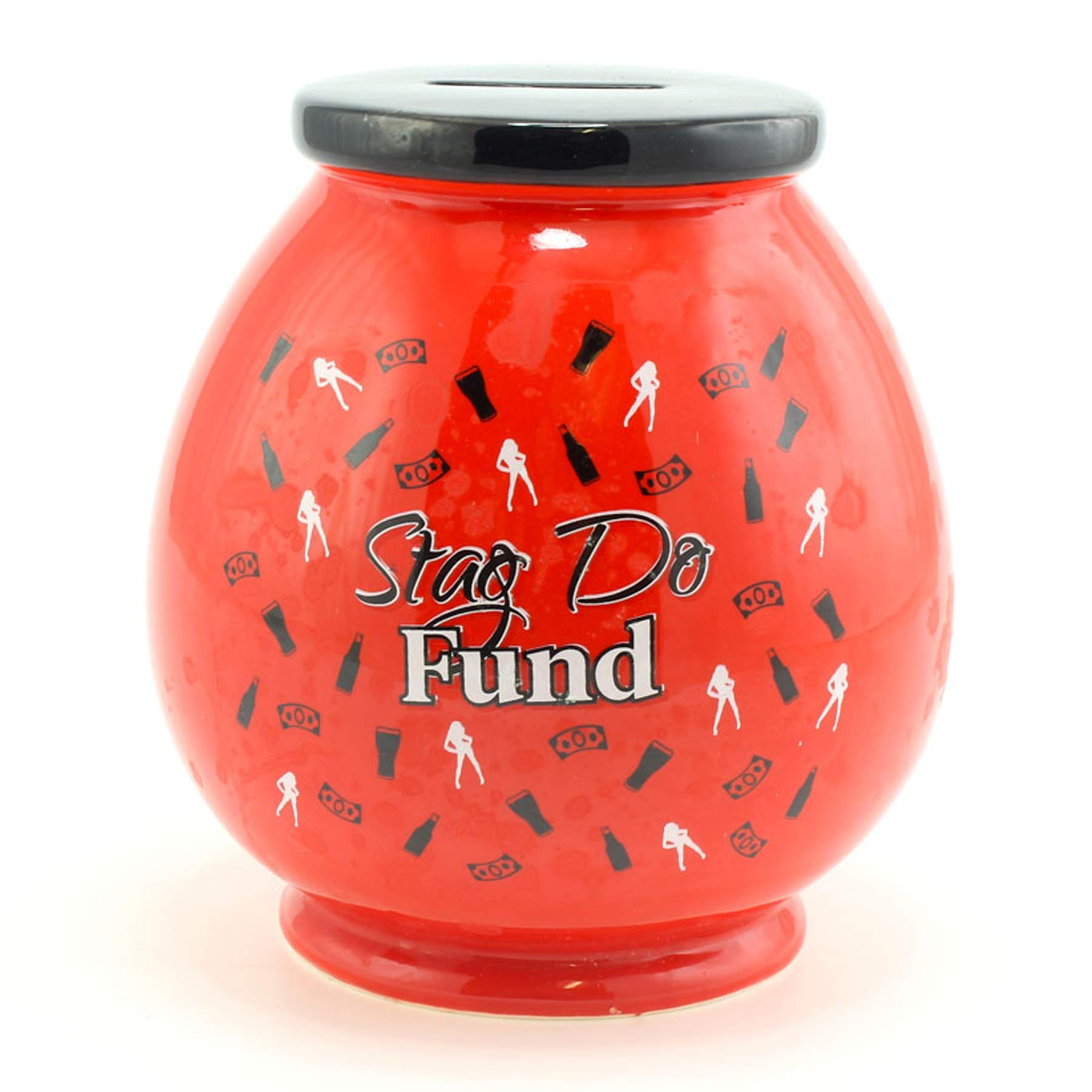 Red Ceramic Money Pot/Box with Wording - Stag Do Fund 6234