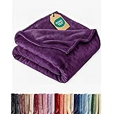Ultra Soft Fleece Blanket Queen Size - Flannel Fleece Luxury Queen Blanket - Lightweight for Couch Bed Chair - Thick, Warm & Breathable - All Season Cozy Fuzzy, Anti-Static Microplush Bedding, Purple