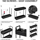 SOLEJAZZ 3-Tier Slim Rolling Storage Cart Black Plastic Stainless Steel view 7