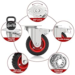 Homhoo 4" Swivel Caster Wheels with Safety Dual