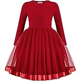 Arshiner Toddler Tutu Dress Little Girls Fall Winter Long Sleeve Holiday Party Tulle Dresses 3-8Y