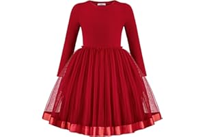 Arshiner Toddler Tutu Dress Little Girls Fall Winter Long Sleeve Holiday Party Tulle Dresses 3-8Y
