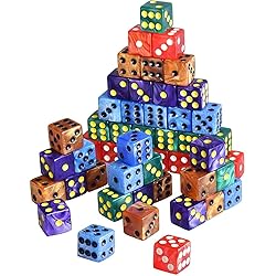 AUSTOR 50 Pieces 6 Sided Dice Set, 5 x 10 Pearl