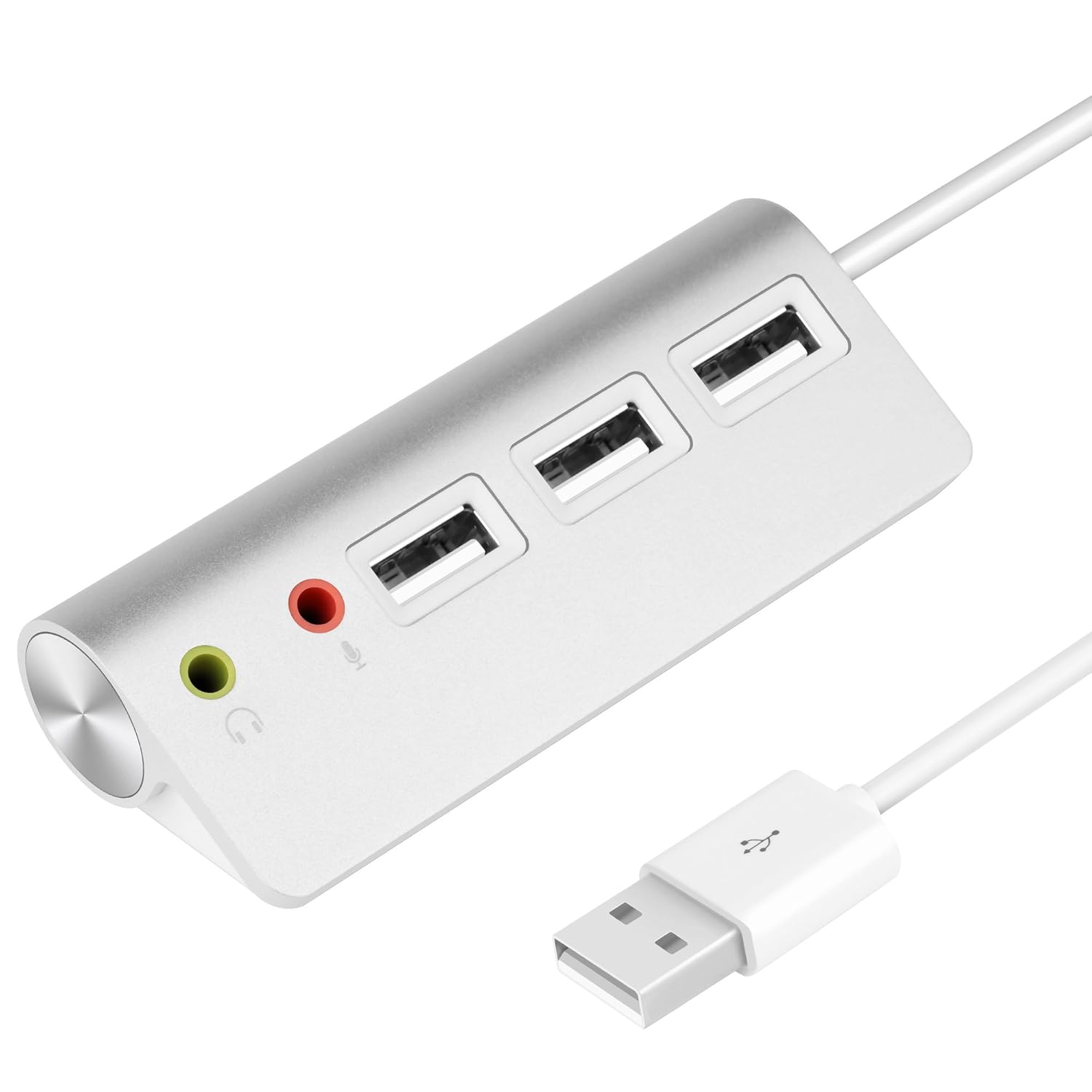 Cateck Bus-Powered USB 2.0 3-Port Aluminum Hub with External Stereo Sound Adapter Combo for iMac ...