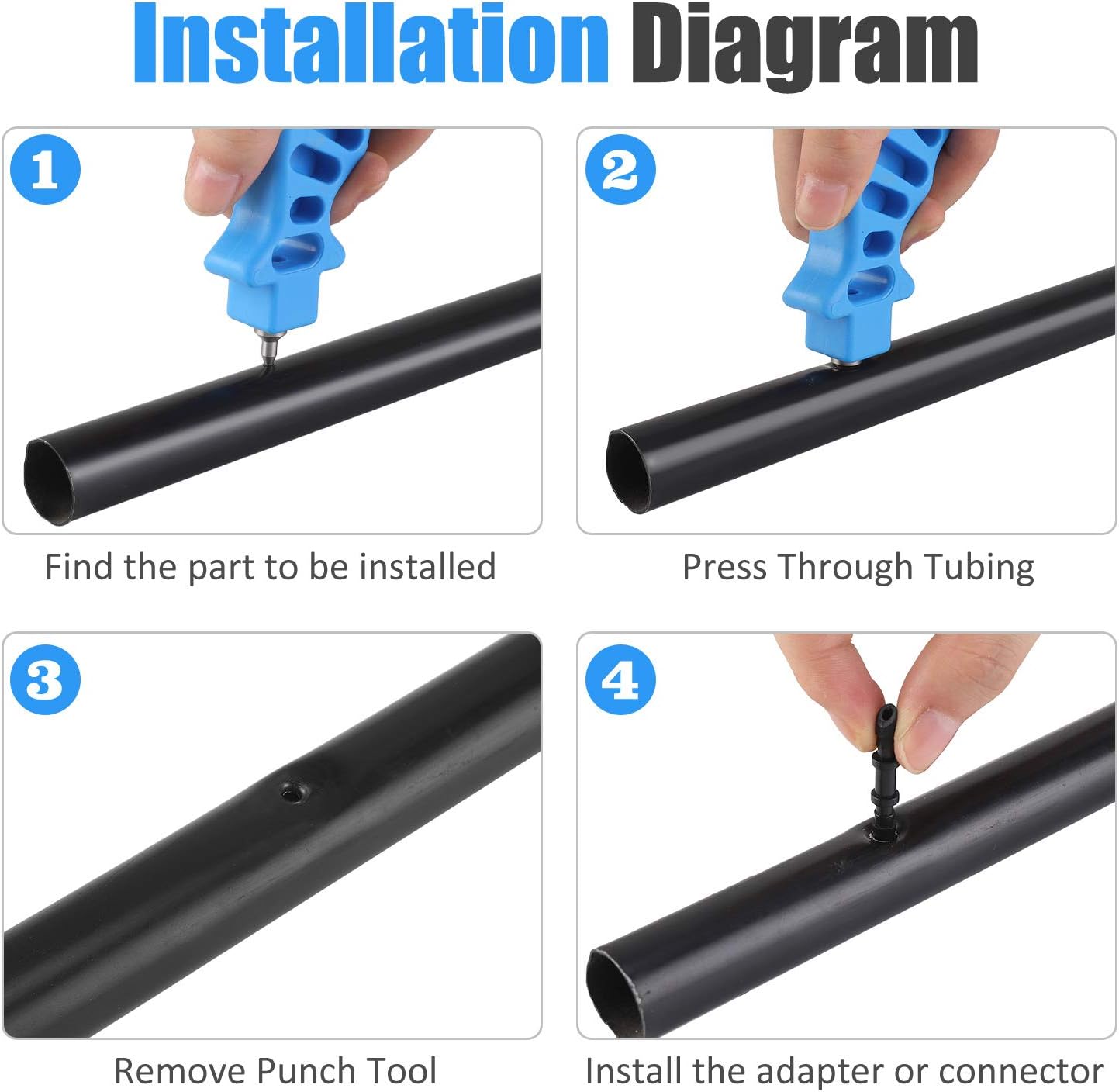 NA 2-in-One Drip Irrigation Tubing Hole Punch & Fitting Insertion Tool - for Easier 1/4" Inch Fitting & Emitter Insertion : Garden & Outdoor